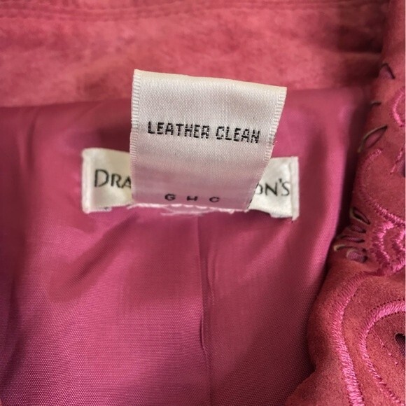 Drapers and Damons Laser Cut Suede Dusty Pink Mauve Full Zip Jacket Women Large - Picture 10 of 14